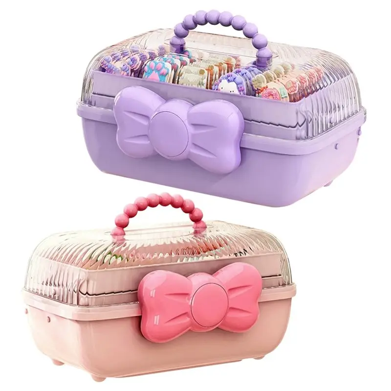 

MOPHE-Детская милая многослойная коробка для хранения заколок с бантиками, шкатулка для украшений для девочек, аксессуары для волос, 2 шт.