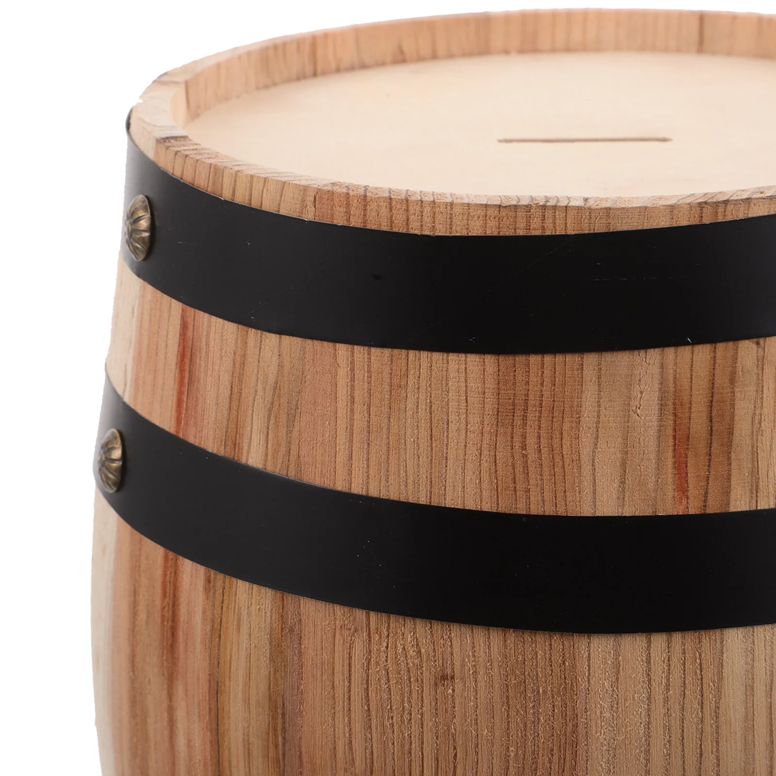 Vintage Oak Barrel Piggy Bank Handcrafted Wooden Money Saving Box Large Rustic Coin Bank for Home