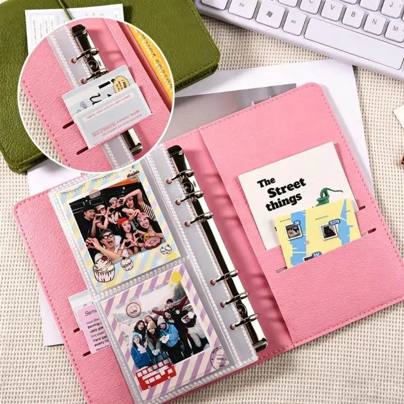 62KD Elegant Leather Scrapbook For Square Film Feature 180 Degree Lay Flat Binding Photo Album Gift For Friend