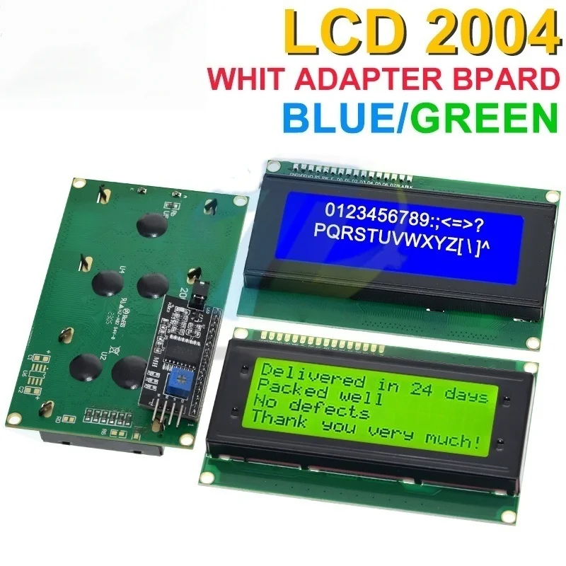 XCW LCD2004+I2C 2004 20x4 2004A Blue/Green screen HD44780 Character LCD /w IIC/I2C Serial Interface Adapter Module For Arduino
