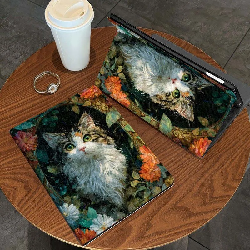 

Flower Cat Retro Kitten For Huawei MediaPad MatePad Air M6 M5 M2 T10s T5 C5e 10 11 12 X 10.8 SE Pro Cover Tablet Case