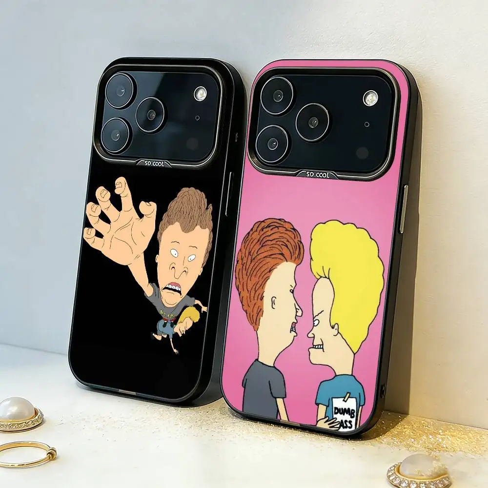 

Cartoon B-Beavis And Butt-Head Phone Case For iPhone17,16,15,14,13,12,11,Pro,MAX Gray Matte Silicone Black Cover
