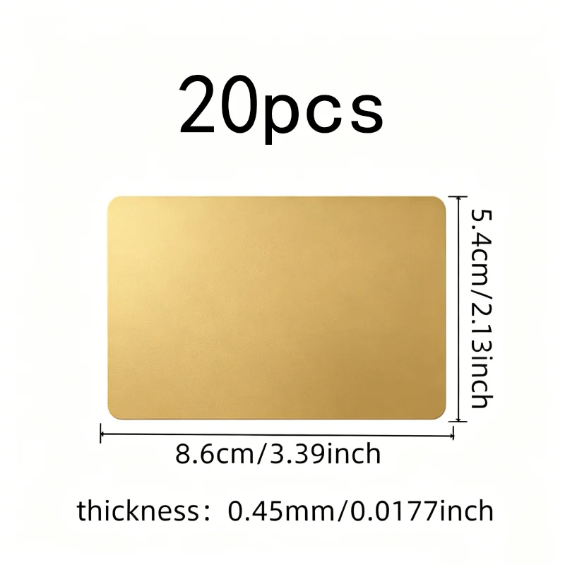 20 pcs Aluminum Smooth Surface 0.45mm Metal Business Card Blanks, great for Business Card Making, Durable Scratch Resistant