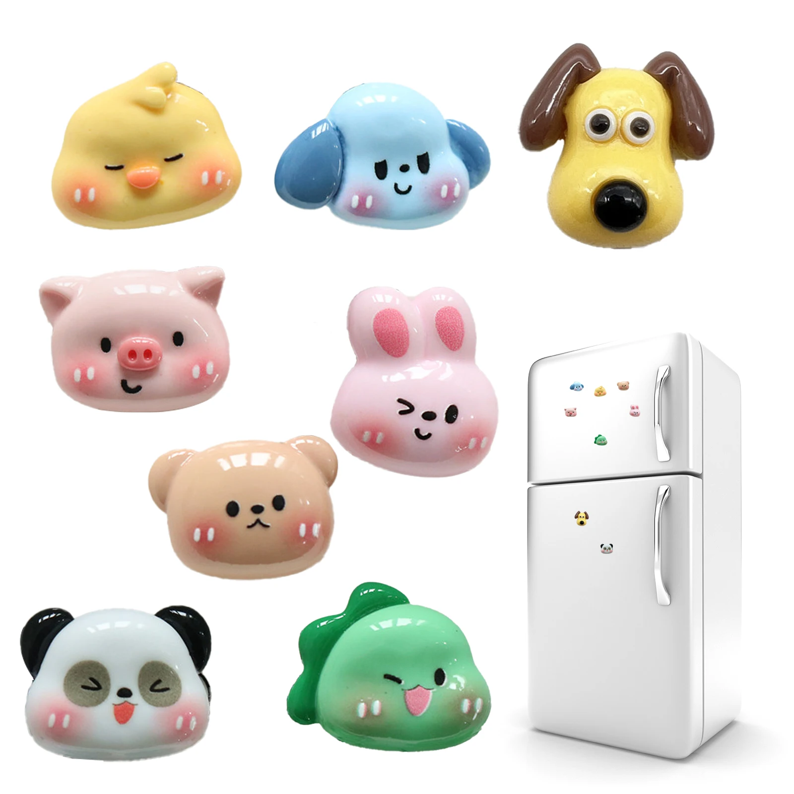 8 PCS Animal Head Shaped Fridge Magnet - Bring Cute and Fun Pet Fridge Magnets To Your Fridge and Decorate Your Home and Kitchen