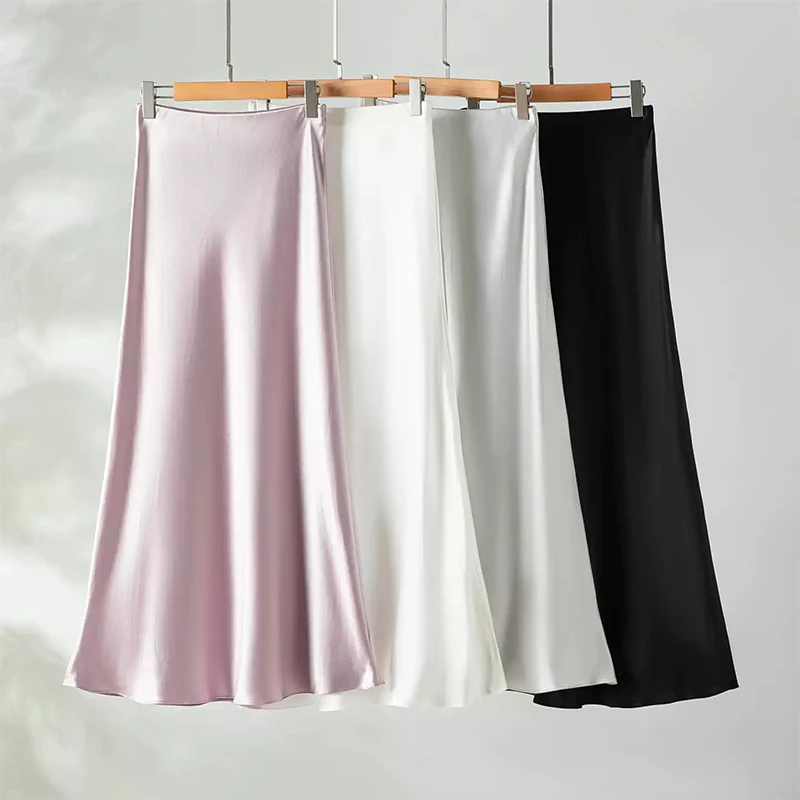 Luxurious 100% Mulberry Silk 30 Momme Charmeuse Silk Women Skirt Bias Cut Fishtail Line Solid Colors Mermaid Midi Skirt FF092