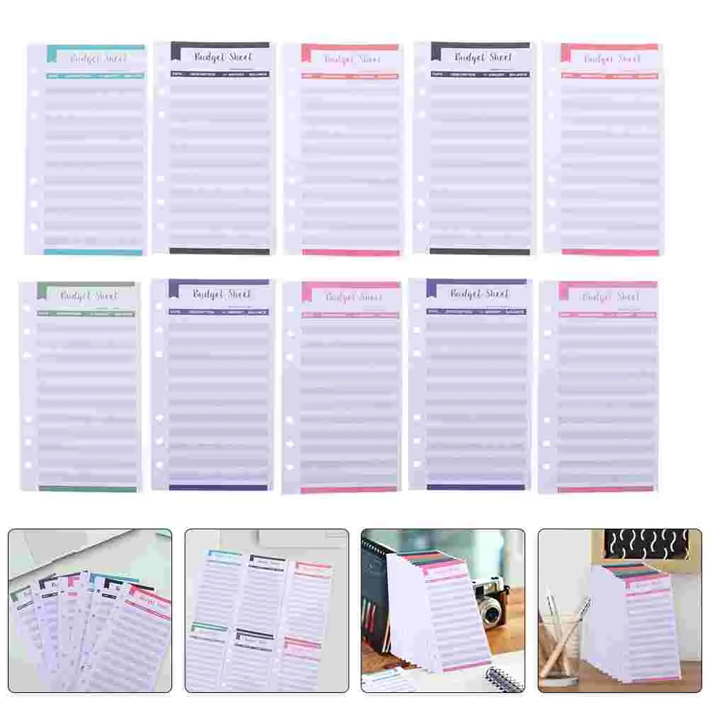 40 Pcs Binder Budget Card Office Money Tracker Inserts Double Offset Paper Planner