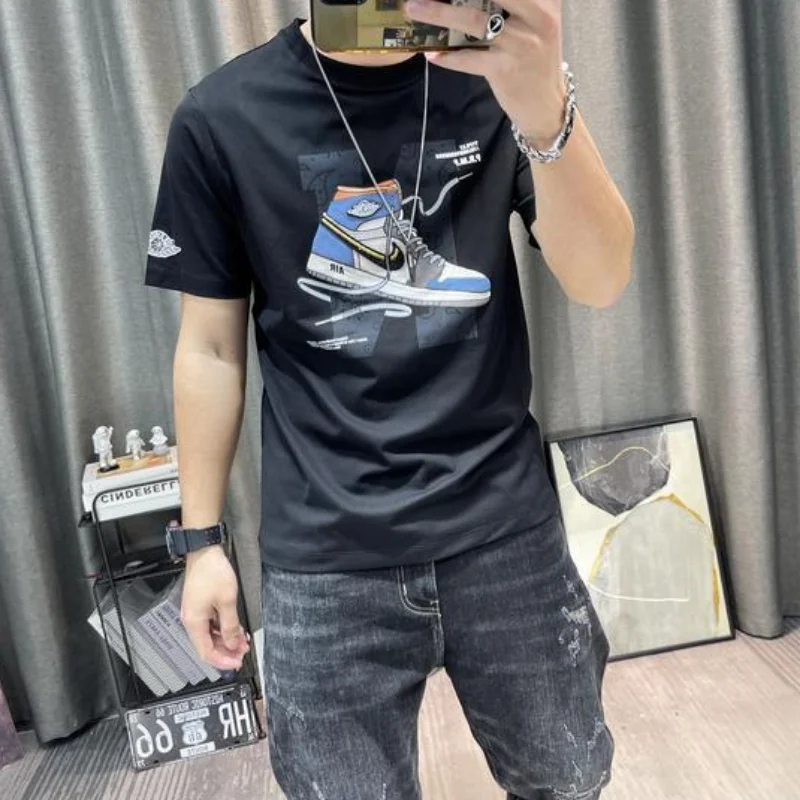 Anime T Shirt for Men Graphic Print Top Drawings Clothing Katoen Mens Tee Shirts Streetwear Watercolor Wholesale Xl Goth Grunge