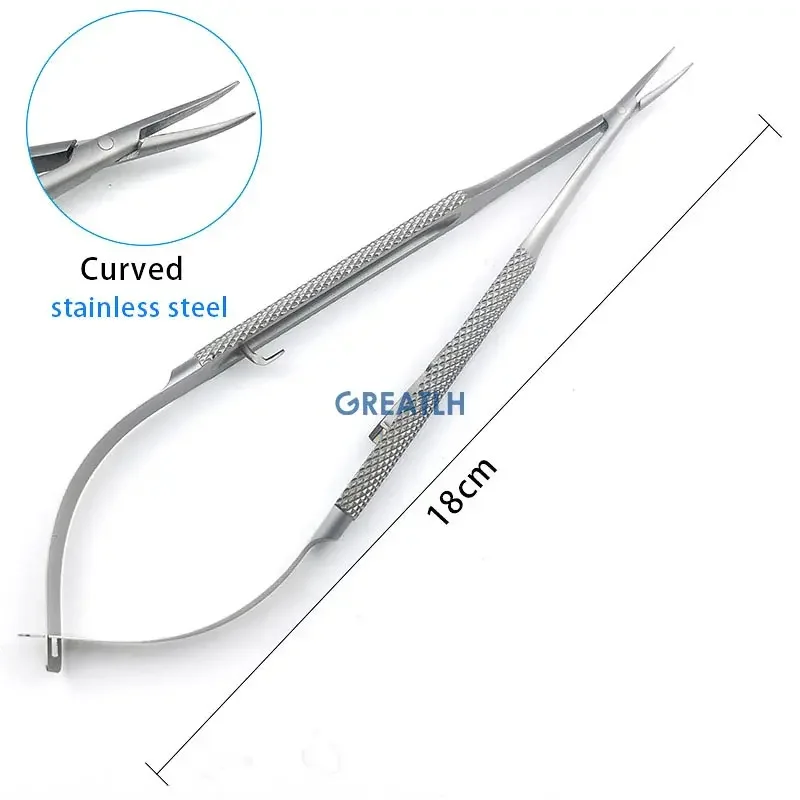 12.5cm/14cm/16cm/18cm Castroviejo Needle Holder with Lock Straight/Curved Tip Needle Clamp Ophthalmic Instrument 1pcs