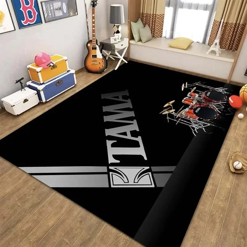 Stylish T-TAMA Drum Print Floor Mat Anti-Slip Carpet for Music Enthusiasts Unique Rug for Jazz or Electronic Drum-Themed Decor