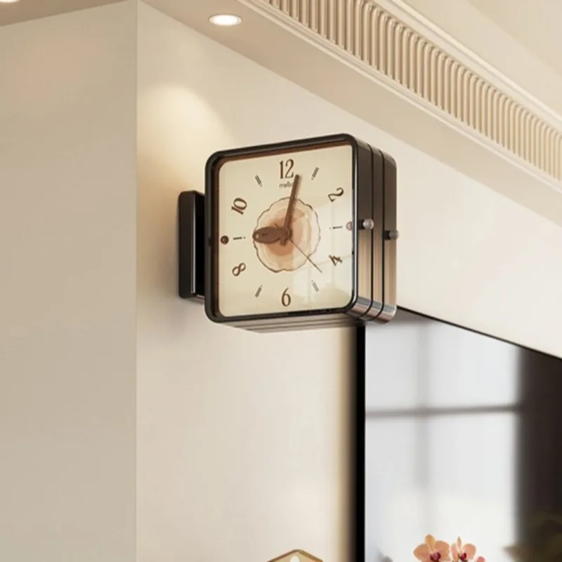 Double Sided Wall Clock Decorative Wall Watch Silent Elegant Modern Large Clocks Minimalist Luxury Aesthetic Living Room Watches