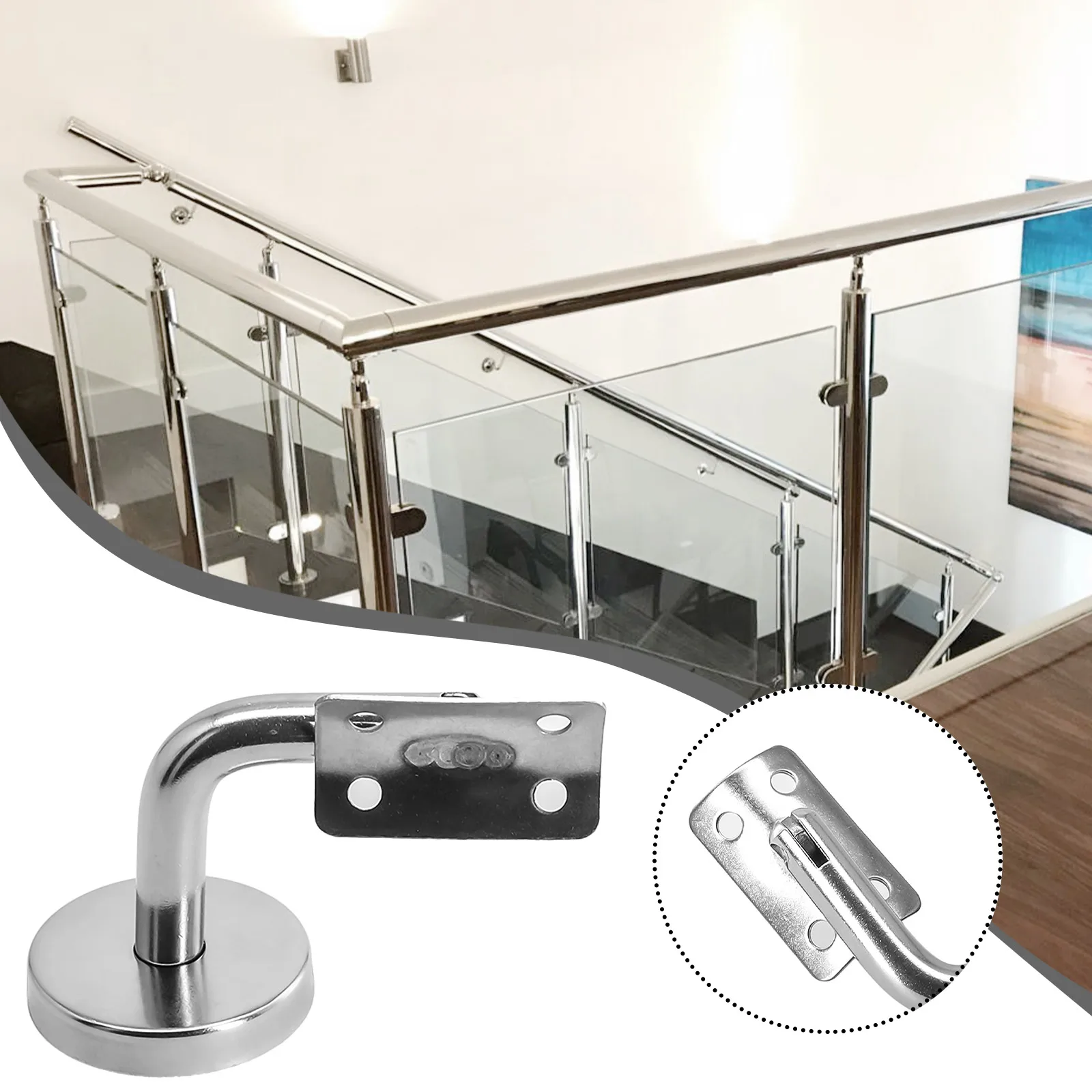 Stainless Steel Support Bracket for Glass Balustrade Handrails Suitable for Indoor and Outdoor Stair Installations