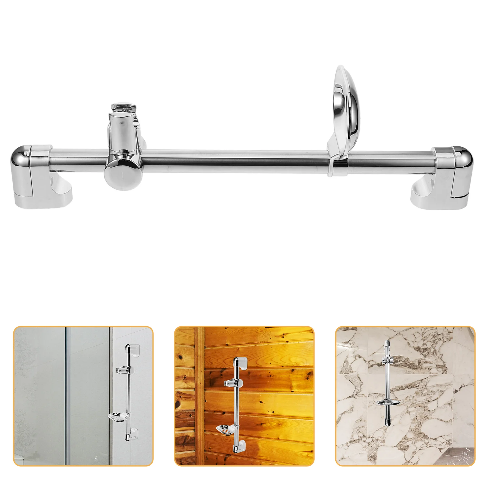 Towel Hook Lift Shower Bracket Bathroom Accessory Head Mount Slide Bar Rod for Slider Convenient Silver Stainless Showering