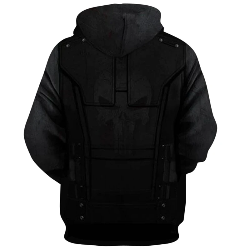 Disney hoodies punisher cosplay crânio 3d impressão streetwear moda masculina camisolas de grandes dimensões com capuz crianças