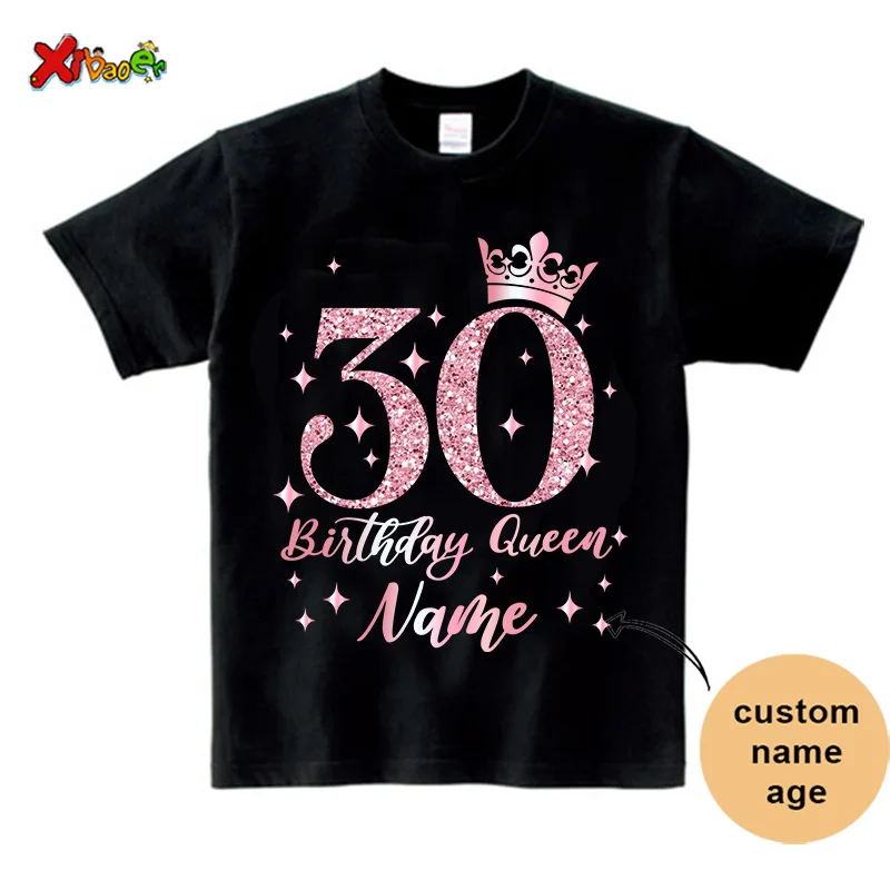 30th Birthday Queen Shirt Family Matching Outfit Pink Crown Birthday Crew Shirt 20th Party Custom Name Shirt 40th Birthday Squad