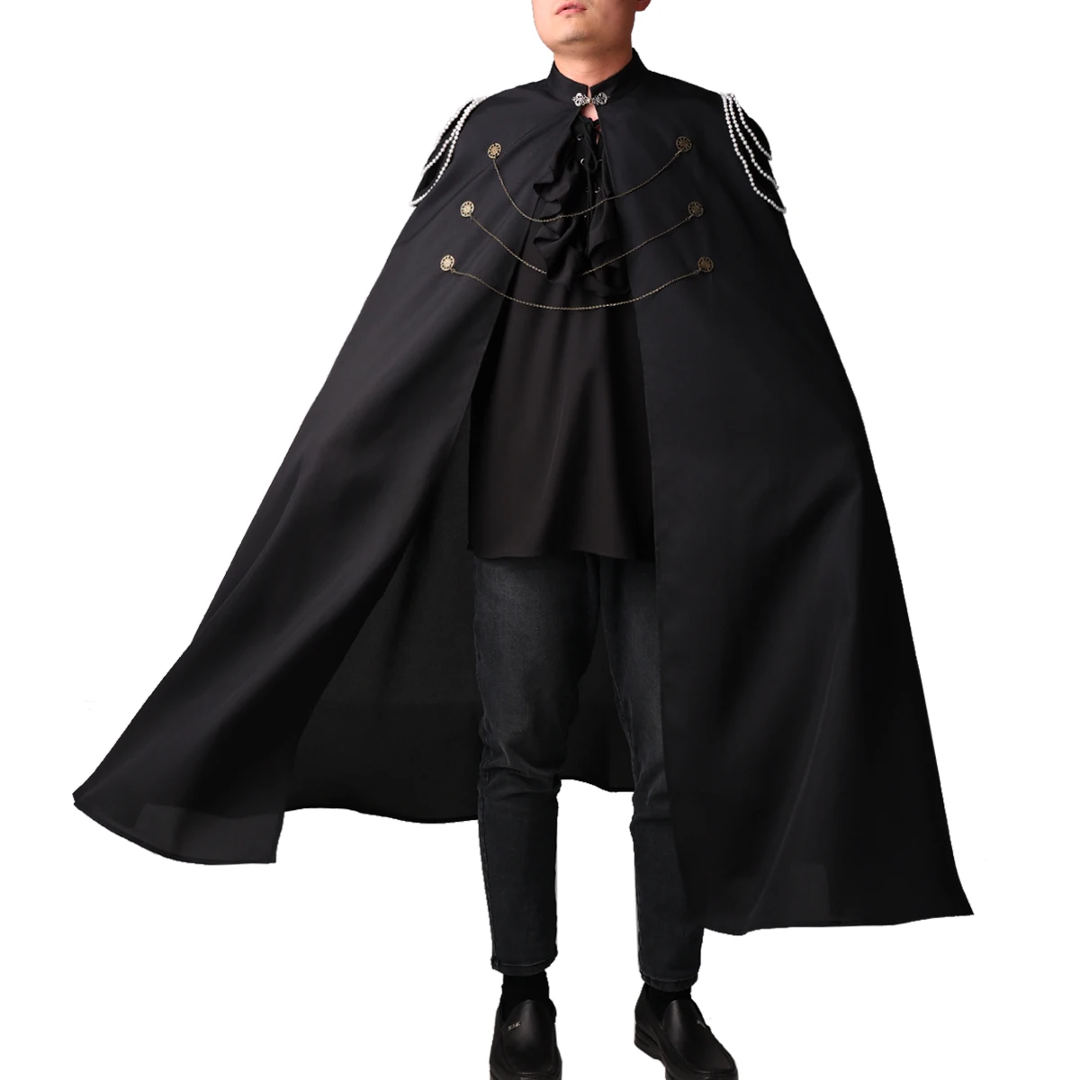 

Steampunk Cape Men Women Halloween Gothic Medieval Party Punk Cosplay Military Black Knight Viking Pirate Cloak