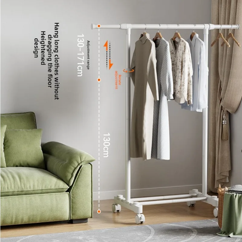 Double Rod Freestanding Clothes Drying Rack Portable Dorm Balcony Bedroom Household Clothes Hanger Simple Coat Rack