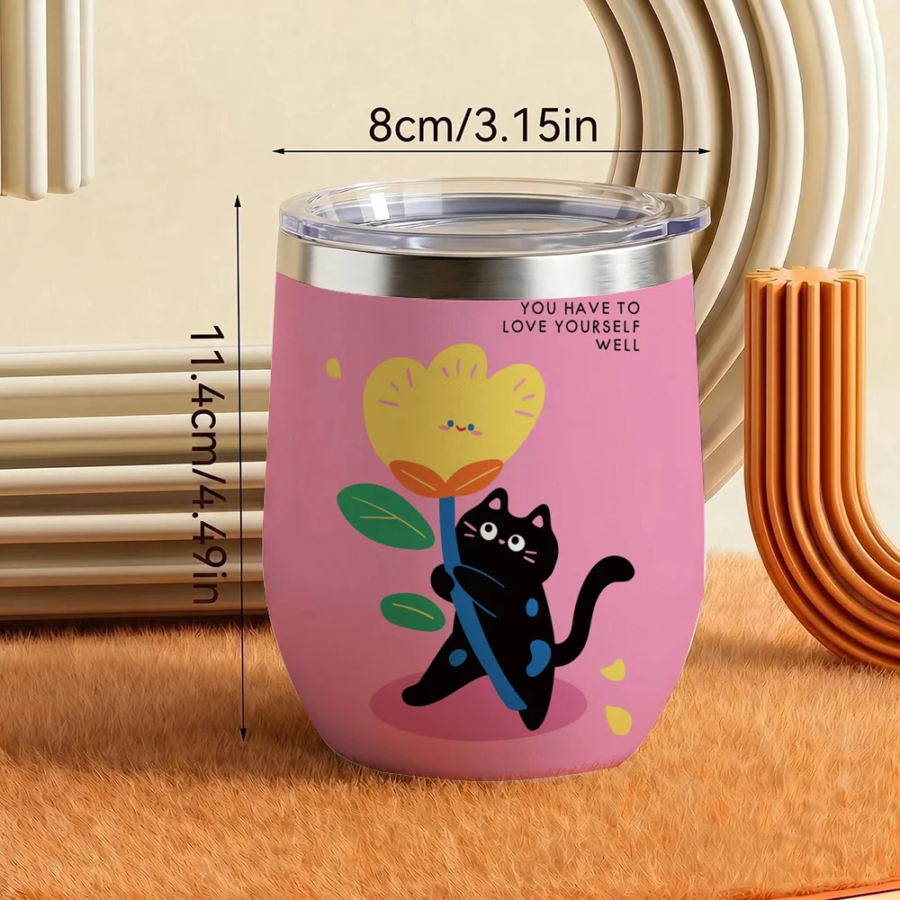 

Magazine Style Cat Vacuum Flasks 12oz Insulated Stainless Steel Coffee Mug With Lid Double Wall Vacuum Leakproof