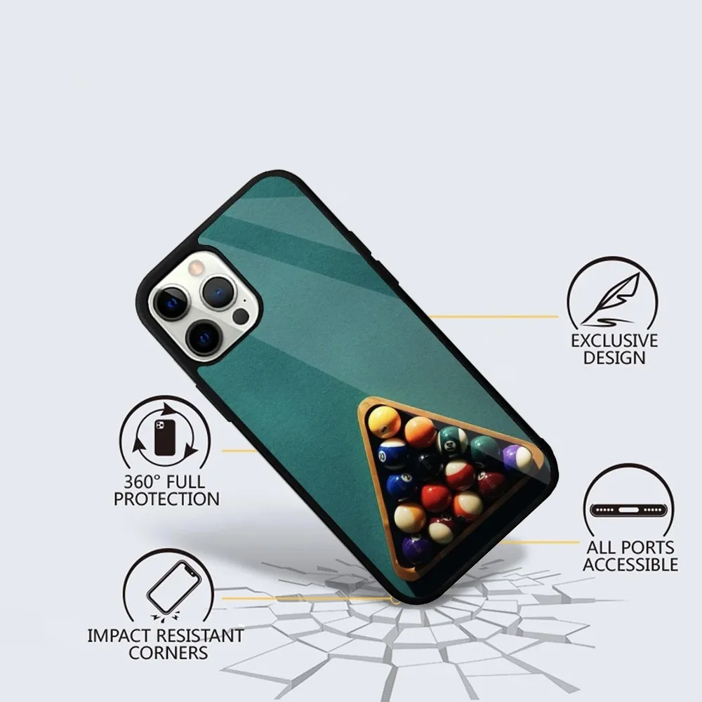 Billiards Snooker Sports Phone Case For iPhone 15,14,13,12,11,Plus,Pro,Max Mini Magsafe Magnetic Wireless Charging