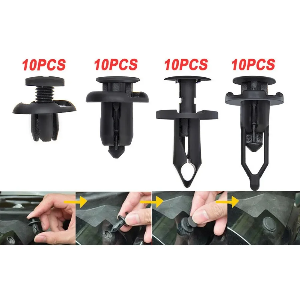 Useful Fastener Clips Plastic Push-Type Pin Retainer Rivet Tool 4 Sizes Accessories Car Bumper Fender Trim Fitting