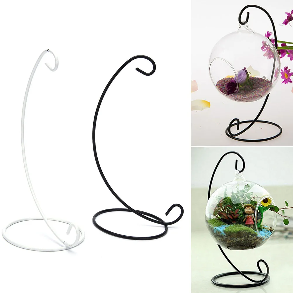 

1PC Hanging Display Plant Stand Hanger Bauble Holder Ornament Iron Art Garden Home Decoration Glass Ball Hanging Stand Holder