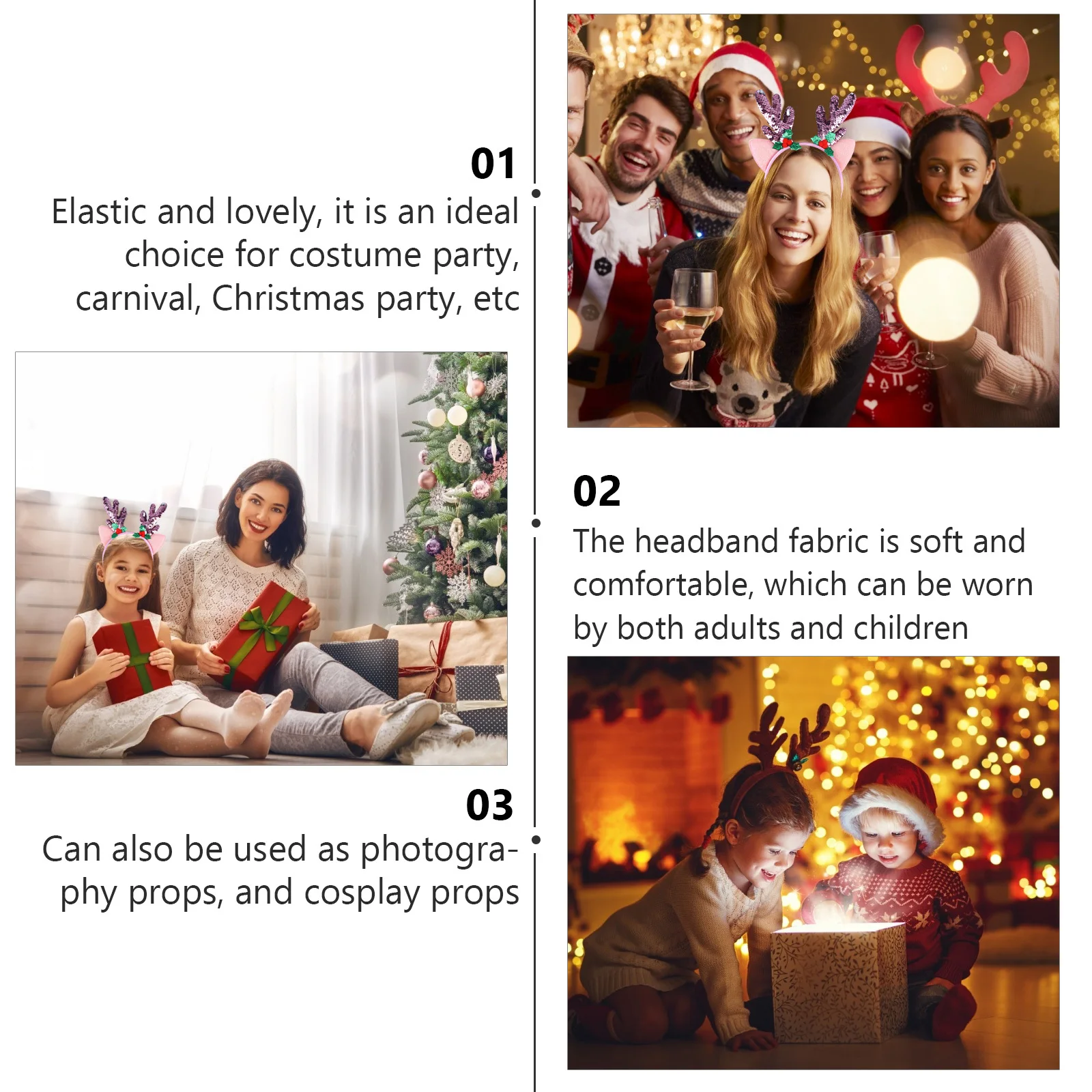 

Antler Headband Reindeer Headband Christmas Elk Ears Random Color Xmas Hair Accessories Party Antler Hair Hoop