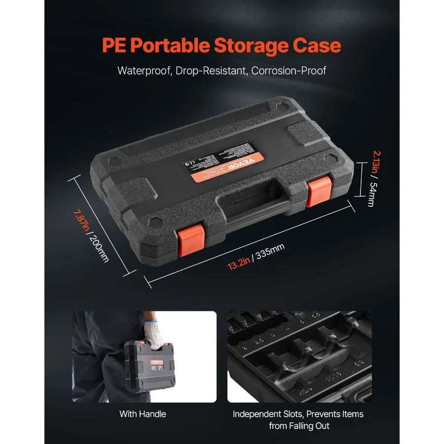 Набор шестигранных головок, 32 предмета, легированная сталь S2, сталь CrV, стандарт SAE и метрическая