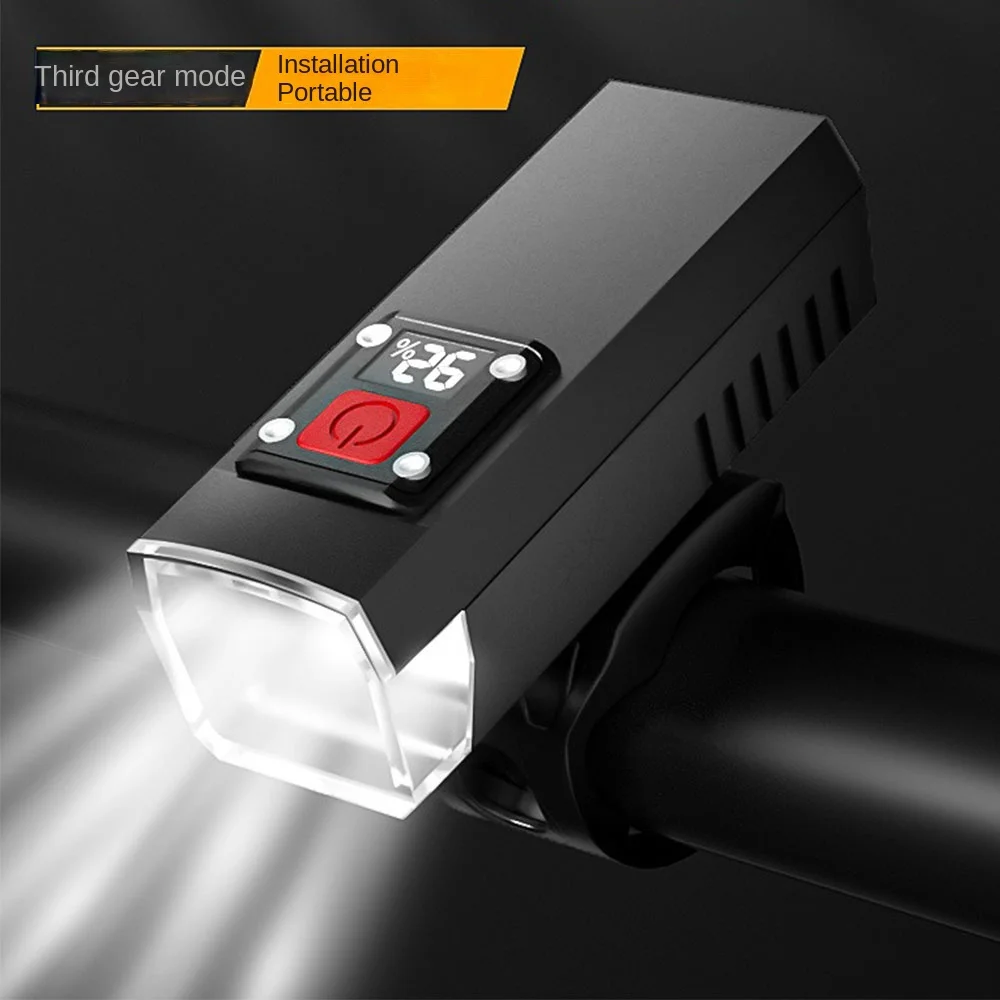 

Digital Digital Bicycle Light Intelligent USB Rechargeable Bike Front Light Waterproof Safety Warning Bike Lamp Mountain Bike
