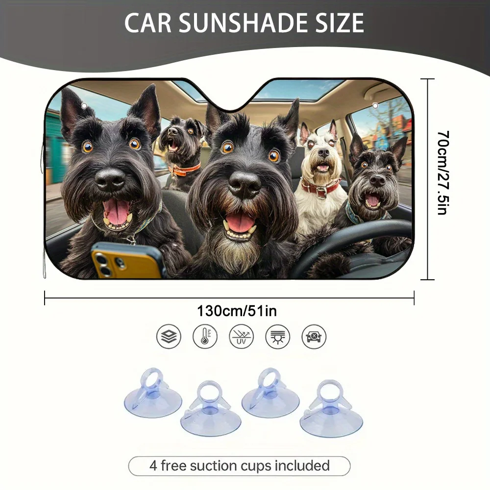 1pc 2D FLAT PRINTING of Humorous Scottish Terrier Car Sunshade, Designed to Fit Most Vehicles, a Trendy Addition