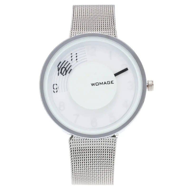 Fashion Brand Womage Women Man Unsex Mesh Steel Wrist Watch Popular Style Quartz Student Watches Unique Designer Reloj Mujer