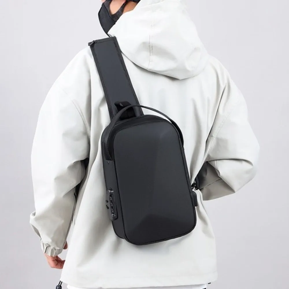 

Oxford Cloth Men's Chest Bag USB Charging Port Anti-theft Password Sling Bag Large Capacity Multi-storey Shoulder Crossbody Bag