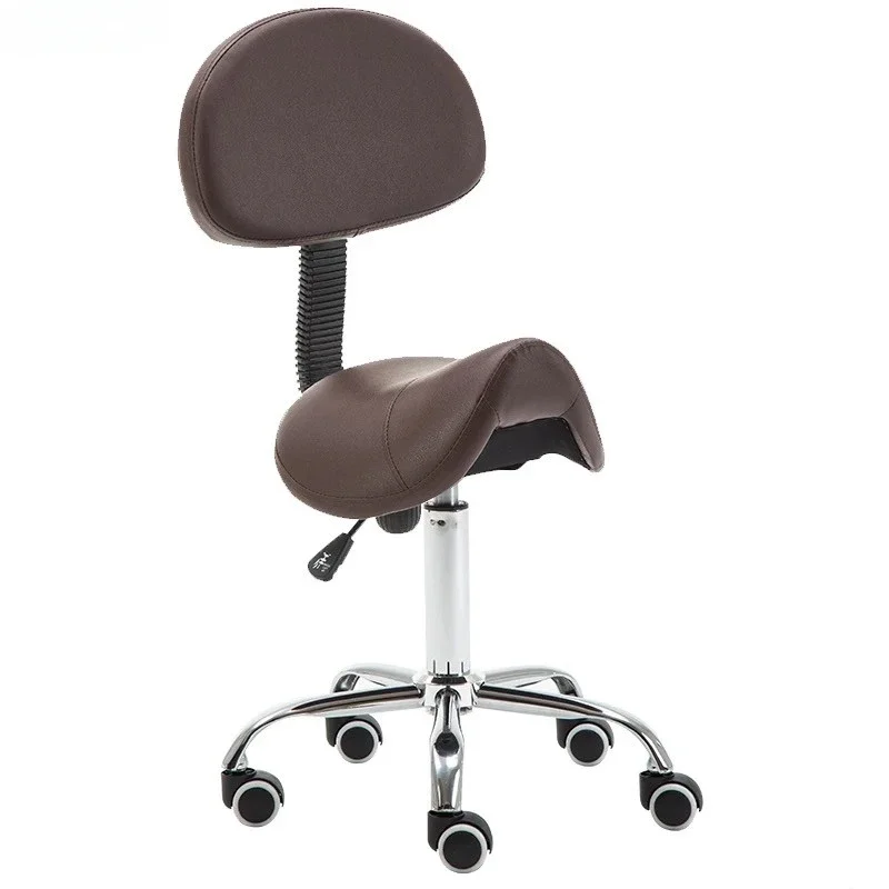 Fashion Saddle Stool With Backrest Universal Wheel Beauty Bar Barber Shop Tattoo Nail Makeup Hair Salon Furniture