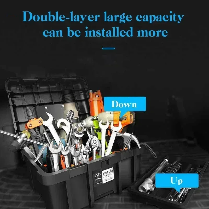 Large Shockproof Tool Box Waterproof Hard Case Garage Storage Tool Chest Organizer Vehicle-mounted Household Use Tools Packaging