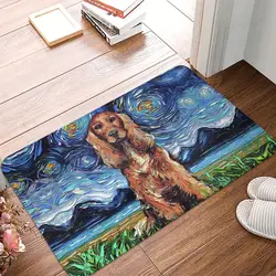 Custom Red Cocker Spaniel Starry Night Doormat Non-Slip Entrance Bath Kitchen Floor Door Mat Pet Dog Lover Toilet Carpet Rug