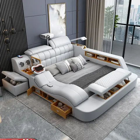 럭셔리 더블 침대 헤드보드, 180x200 킹 사이즈 프레임, 다기능 침대 트윈 리트, 150x200 카메라 침실 가구, 서랍 2 개