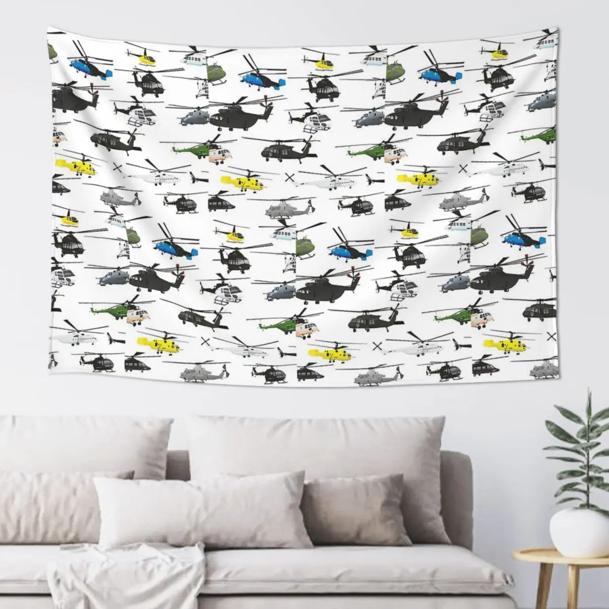 Multiple Helicopters Tapestry Funny Wall Hanging Aesthetic Home Decoration Tapestries for Living Room Bedroom Dorm Room