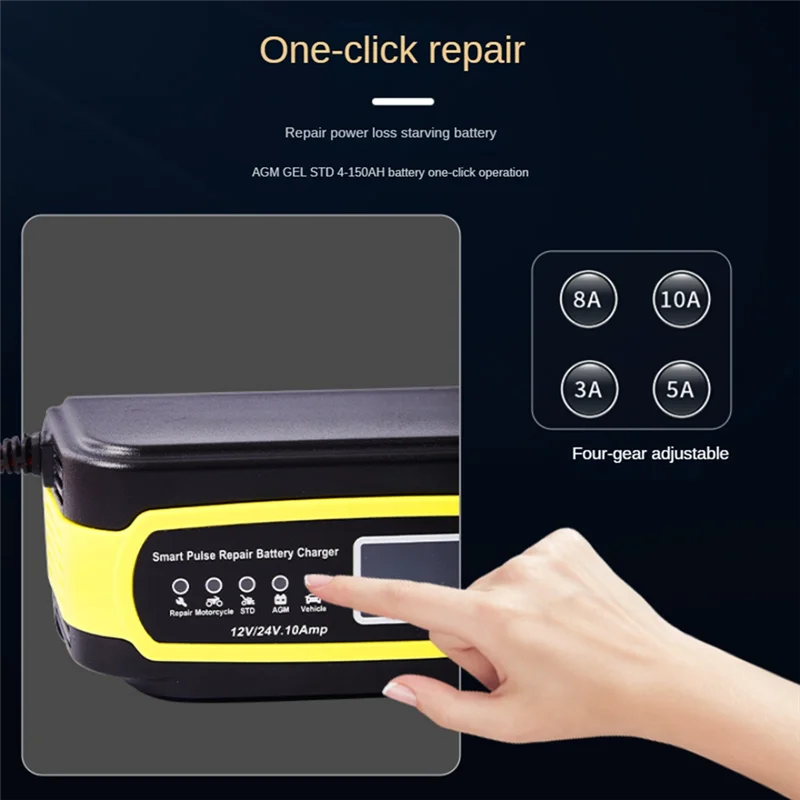 

ABDE-12V/10A 24V/5A Car Battery Charger Automatic Smart Pulse Repair Battery Charger Maintainer For Car Motorcycle