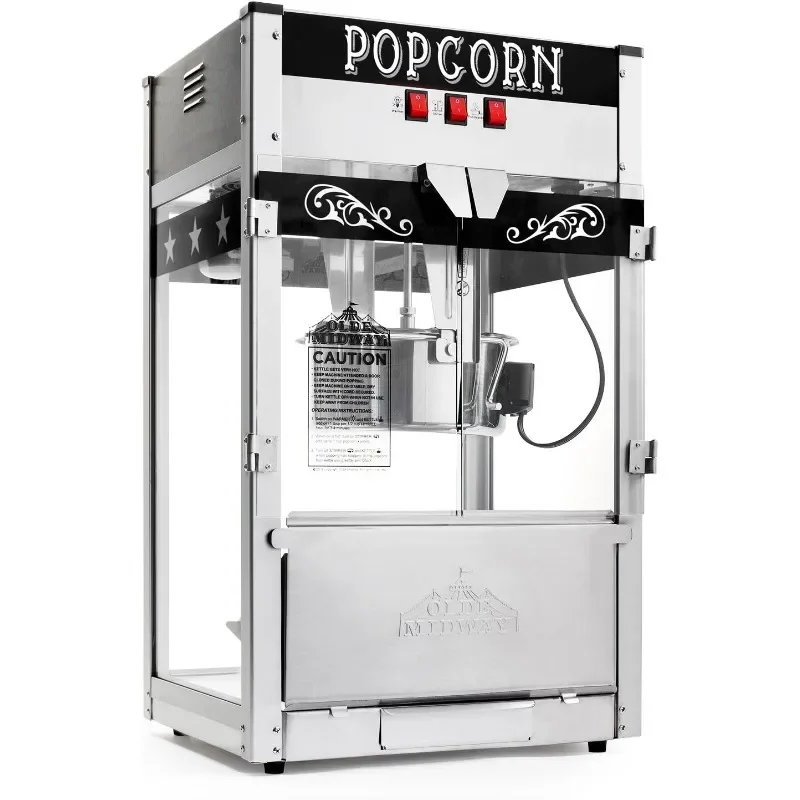 Olde Midway Commercial Popcorn Machine Maker Popper with Large 12-Ounce Kettle - Black