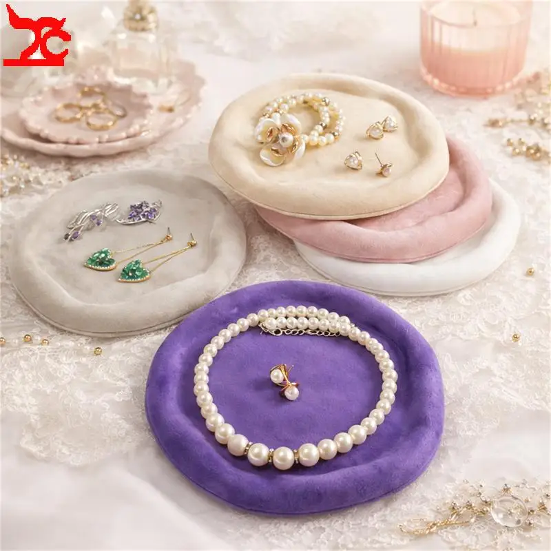 Creative Fabric Oval and Round Jewelry Organizer Tray Cufflink Brooch Earring Display Holder Mini Crafts Collection Tray