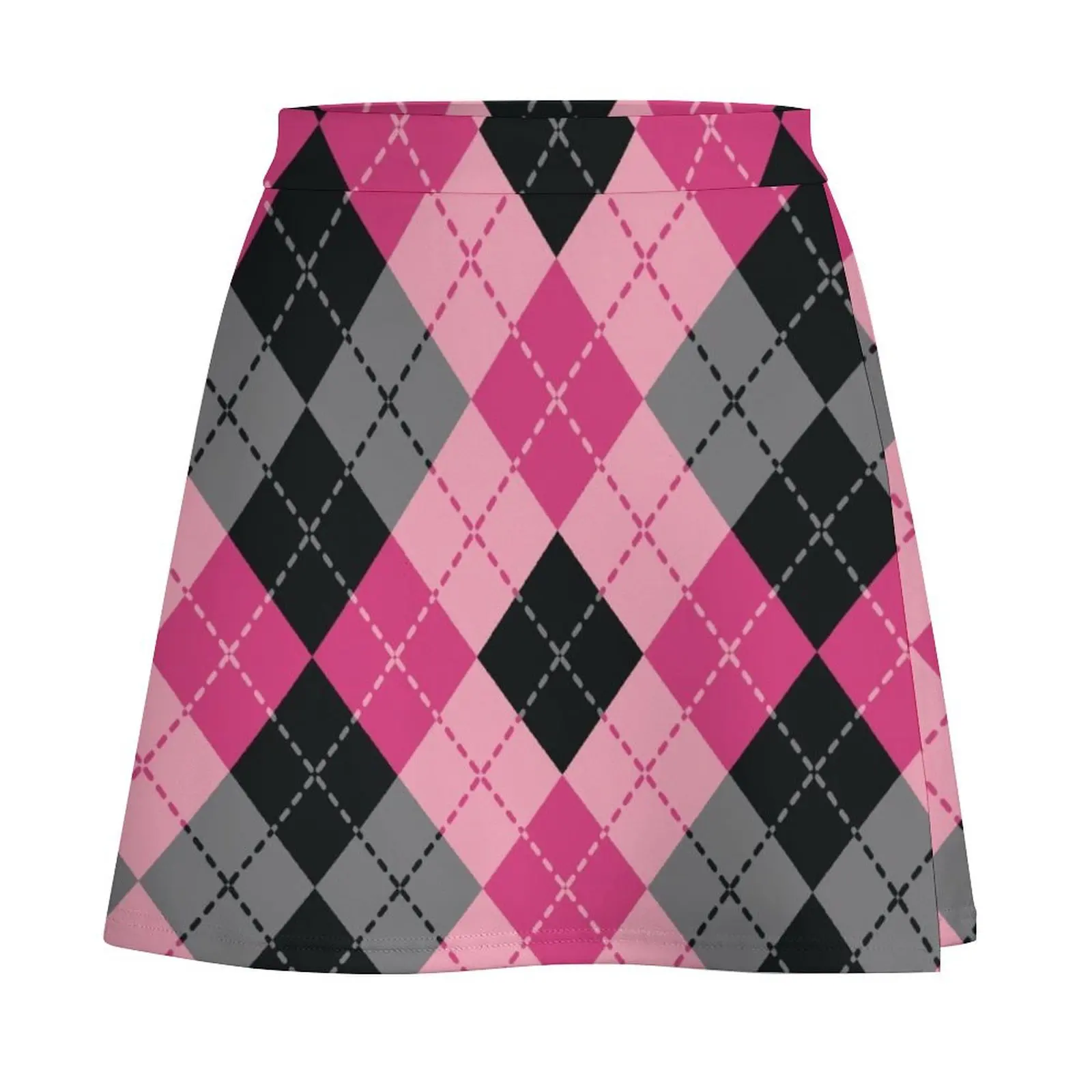 Pink and Black Dashed Argyle Mini Skirt mini skirt womens skirts korean style women clothing School skirt Mini