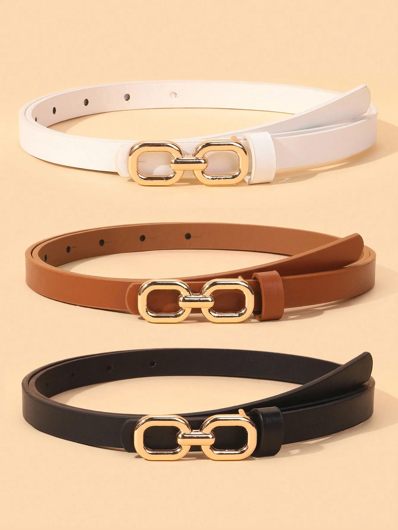 3PCS combination women's new thin belt Casual PU leather women's belt four-season universal jeans dress decorative belt student