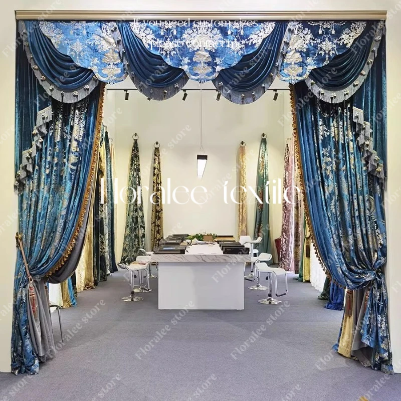 

Velvet European Curtains for Living Room Luxurious Villa Palace American Blackout Curtains for Bedroom Velvet French Cotton
