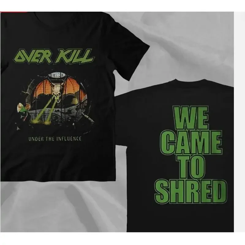 OVERKILL Band Metal Rock Under The Influence 90s Black Double Sided T Shirt