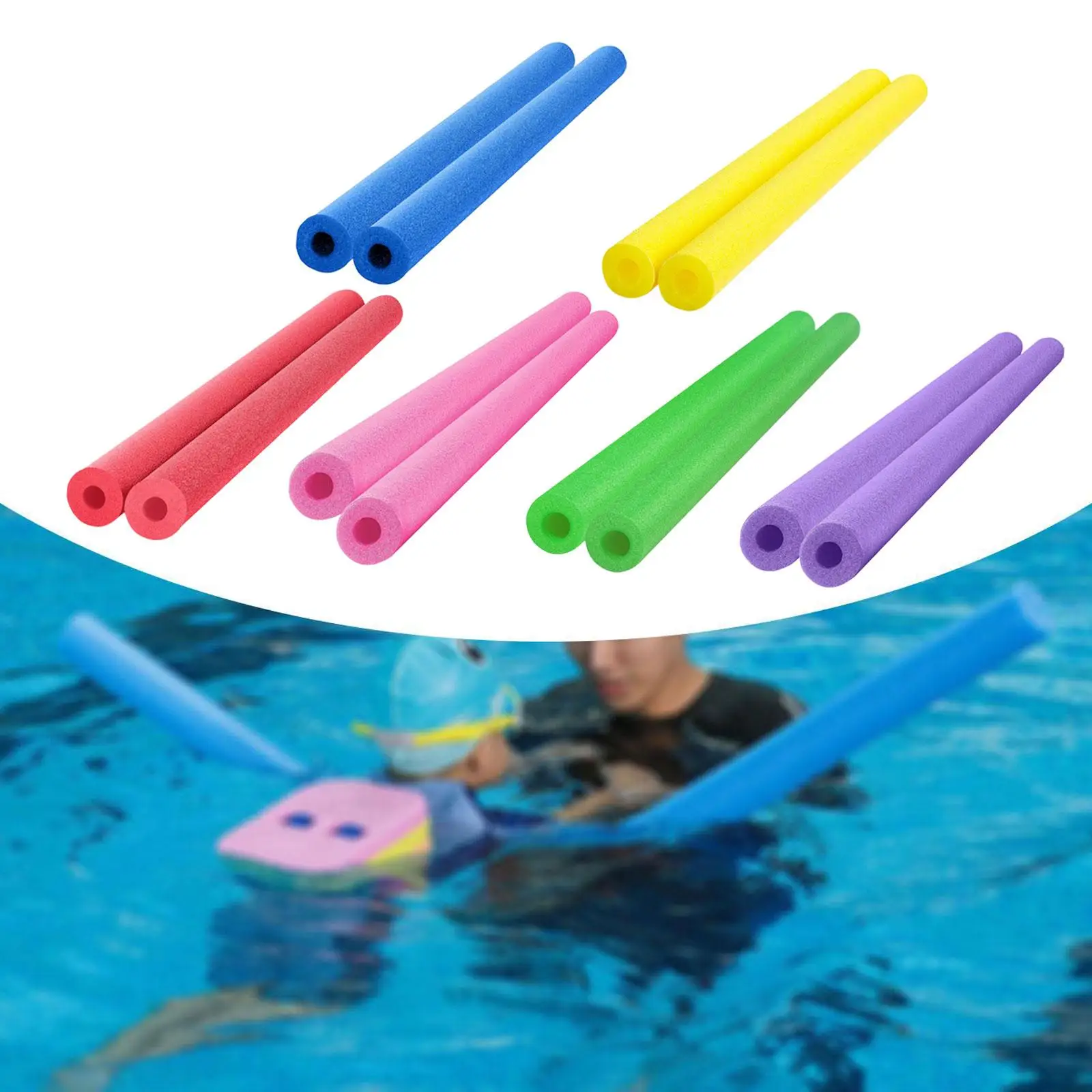 2Pcs Foam Pool Noodles Learn to Swim Aid Floats Swim Noodles Swimming Foam Tubes for Exercise, Water Play, Summer Fun Game