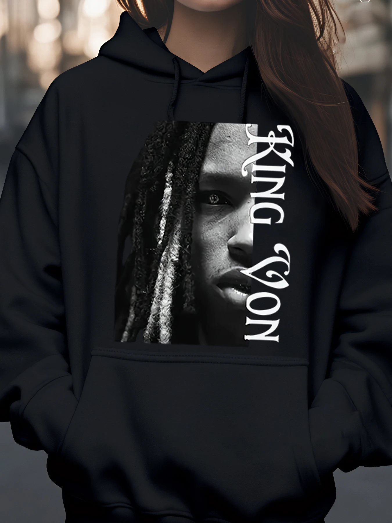 هوديي بطباعة صورة King Von لمحبي الموسيقى، نمط ملابس الشارع للجنسين، ملابس كاجوال #1