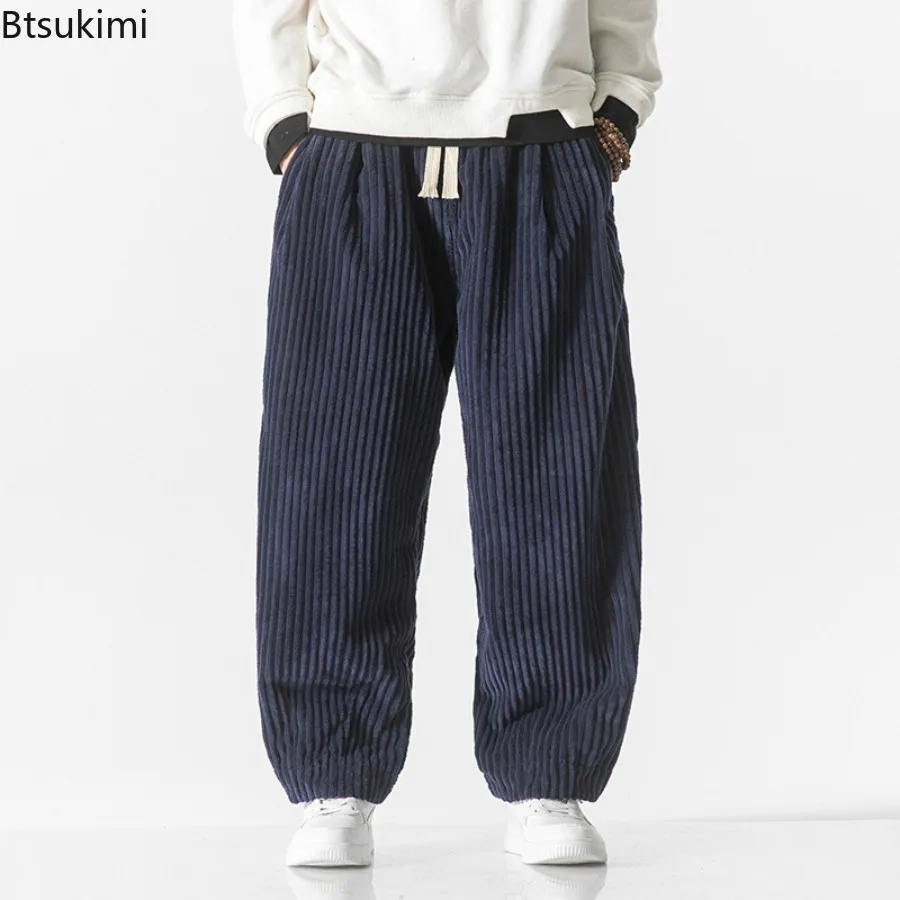Новые мужские вельветовые брюки Харадзюку, осенне-зимняя повседневная уличная одежда, мешковатые шаровары в китайском стиле, мужские модные утепленные спортивные штаны