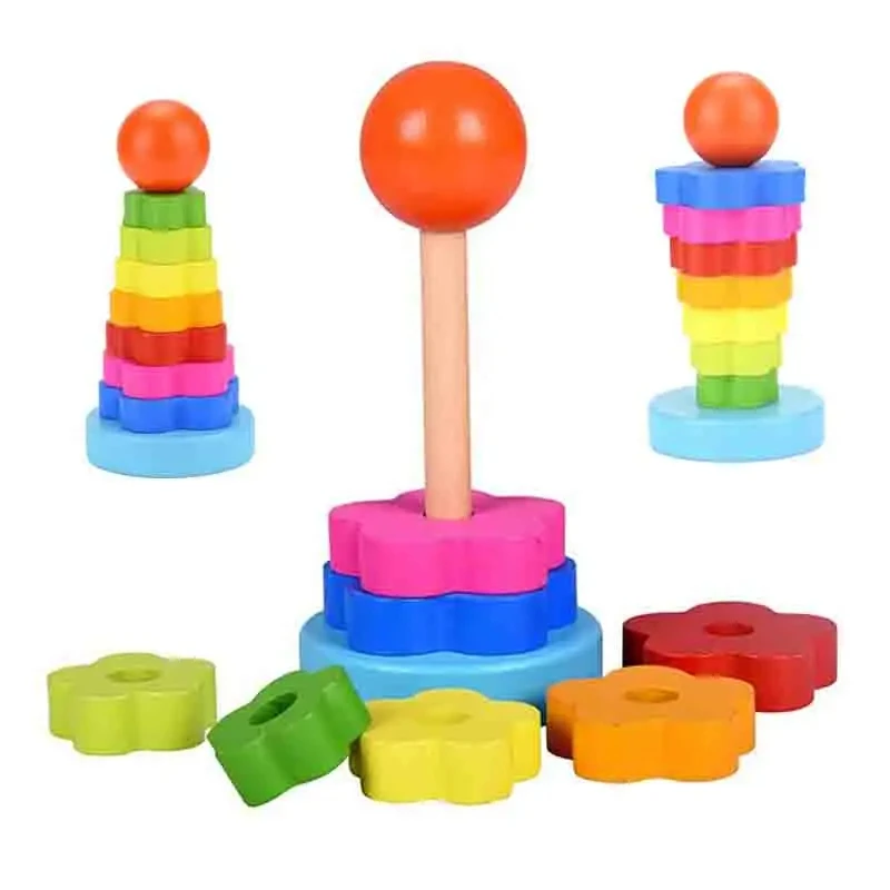 Children Wooden Montessori Developmental Toys Shape Pairing Baby Early Education Toy Building Blocks Rainbow Tower Kid Gift TMZ