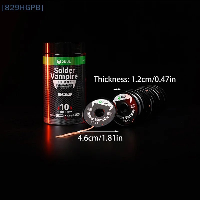 

2UUL DW15 фитиль для распайки оплетки для мобильного телефона, инструмент для ремонта печатной платы, 10 рулонов/коробка, фитиль для пайки вампира