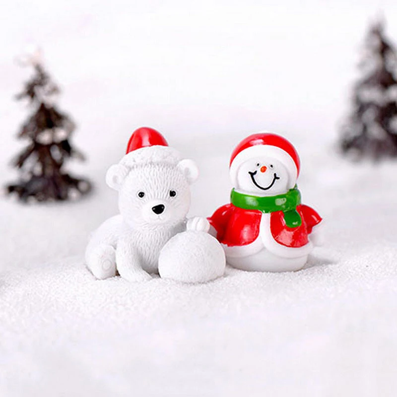 Anmail Miniatures Christmas Snowman Figurines Santa Clau Ornaments Decoration Home 2023 New Year Xmas Gift Bear DIY Crystal Ball