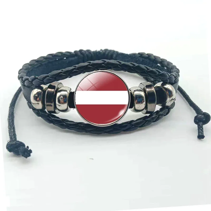 New Fashion Logo Bracelet Russia Ukraine Belarus Estonia Latvia Lithuania Moldova Flag Charm Leather Bracelet Men\'s Gift
