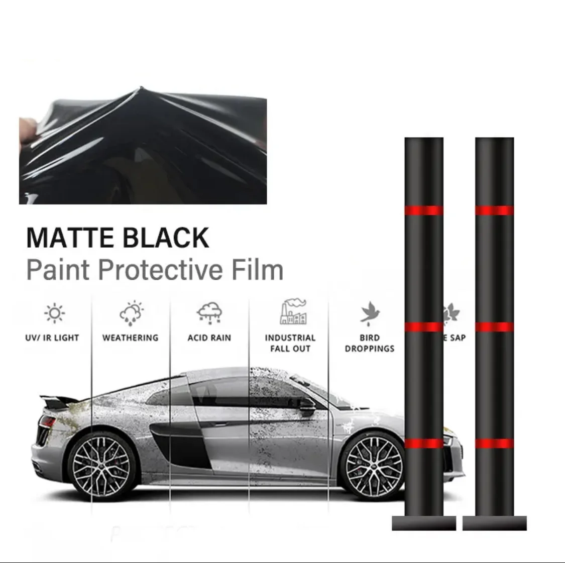 

10 Years Warranty Ceramic Black PPF 7.5mil Self Healing Matte Black PPF Roll Protective Film TPU Car Paint Protection Film